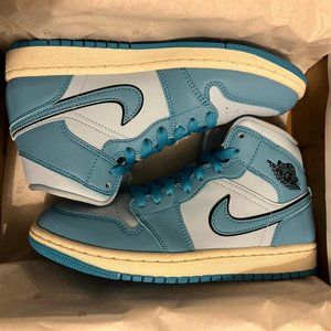 Men Air Jordan 1 Mid SE Ice Blue/DK Powder Blue - Black